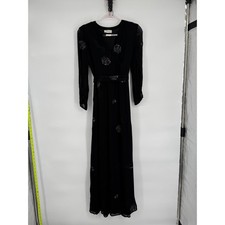 Indi & Cold San Sebastián Sz S Black Maxi Dress Embroidered Detail Long Sleeve