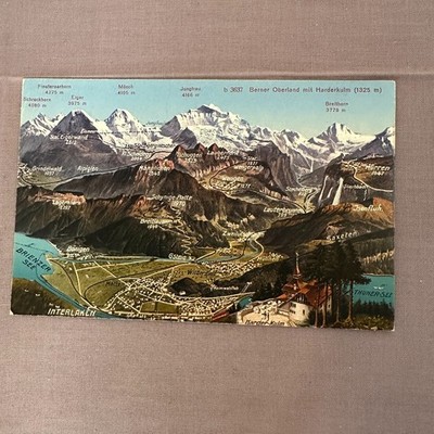 Antique Switzerland Postcard Berner Oberland Interlaken Alps Panorama c1910