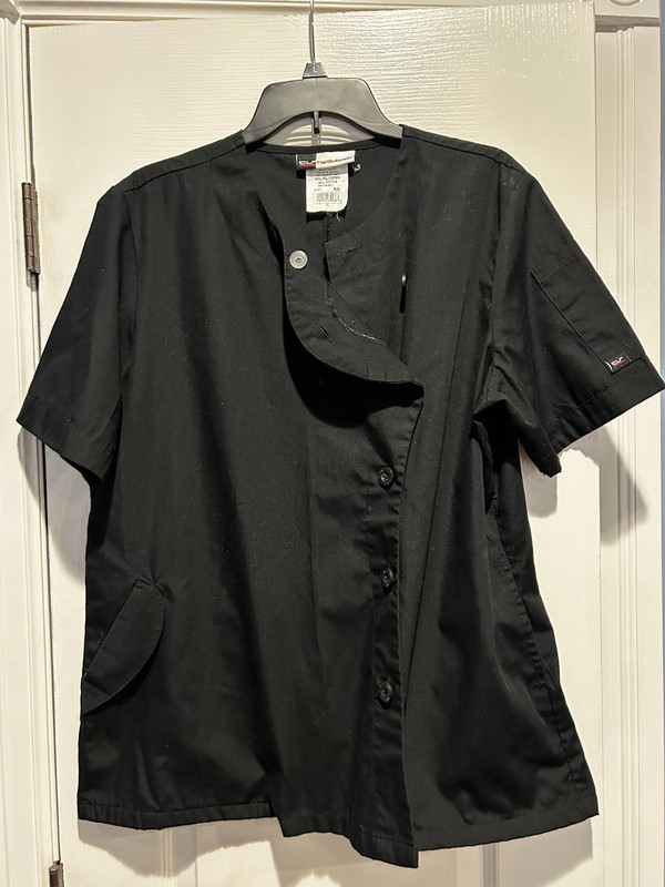 CU Chef Uniforms Black Chefs Short Sleeve Shirt Size Large