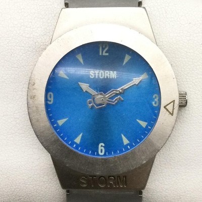 Vintage Storm Iceberg Men Watch 36mm Blue Dial Silver Tone 137497 New Battery 7''