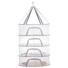 4 Layer Herb Drying Rack with Zipper Hanging Mesh Net Collapsible Food Fish