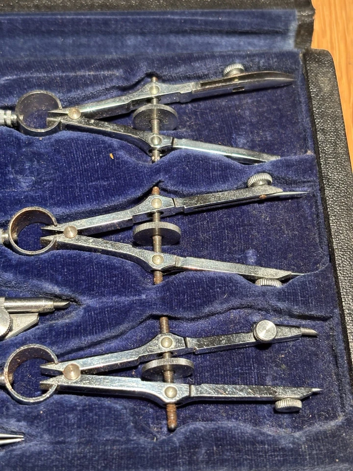 Vintage Dietzgen 1037 C Drafting Compass Set Drawing Instruments in Case German - Image 4 of 4