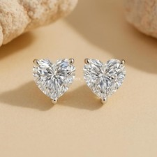 4 Ct Heart Cut IGI Certified Lab Grown Diamond Stud Earrings 14k White Gold