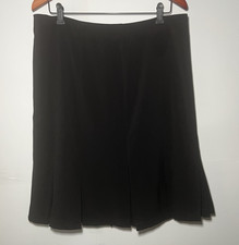 AGB Black Solid Knee Length Pleated Skirt 12 Regular Zip Closure