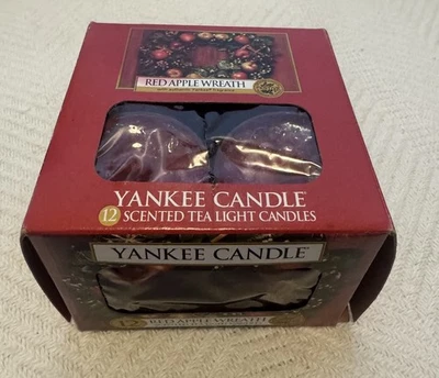 Yankee Candle Red Apple Wreath Scented Tea Lights Box of 12 Holiday Packaging - Image 1 of 4