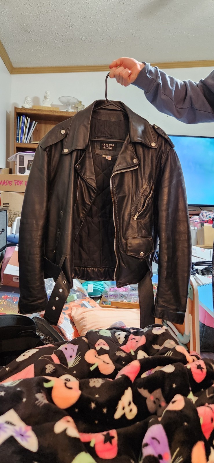 Leather Motorcycle Jacket With Eagle - image 1