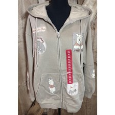 Disney Winnie the Pooh Multi-Patch Women's Full Zip Hoodie Sz XL Cream NWT