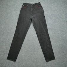 Vintage Wrangler Jeans Womens 13 14 30x36 Black Western Tapered Silver Lake 80s