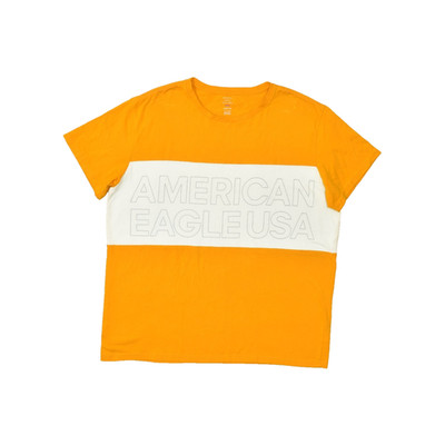 American Eagle USA Men's XXL Orange White Colorblock Short Sleeve T-Shirt AprèsA