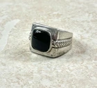 Vintage Sterling Silver Onyx And Diamonds Men’s Ring Size 10.75 Weight 14g￼