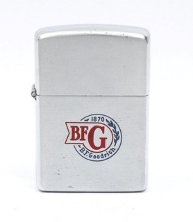 Vintage 1953 Zippo Lighter BF Goodrich Tires Chrome Plated Steel UNLIT