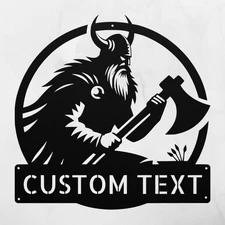 Personalized Viking with Axe Metal Sign Custom Decor Gift for Home Office Art