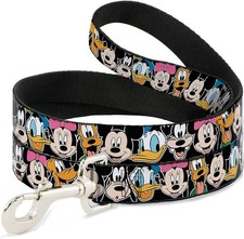 NEW Classic Disney Characters Nylon Pet Dog Leash 4 ft black w/ Mickey, Minnie 