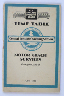 CENTRAL LONDON COACHING STATION JUNE 1930 COACH SERVICES TIMETABLE BOOKLET