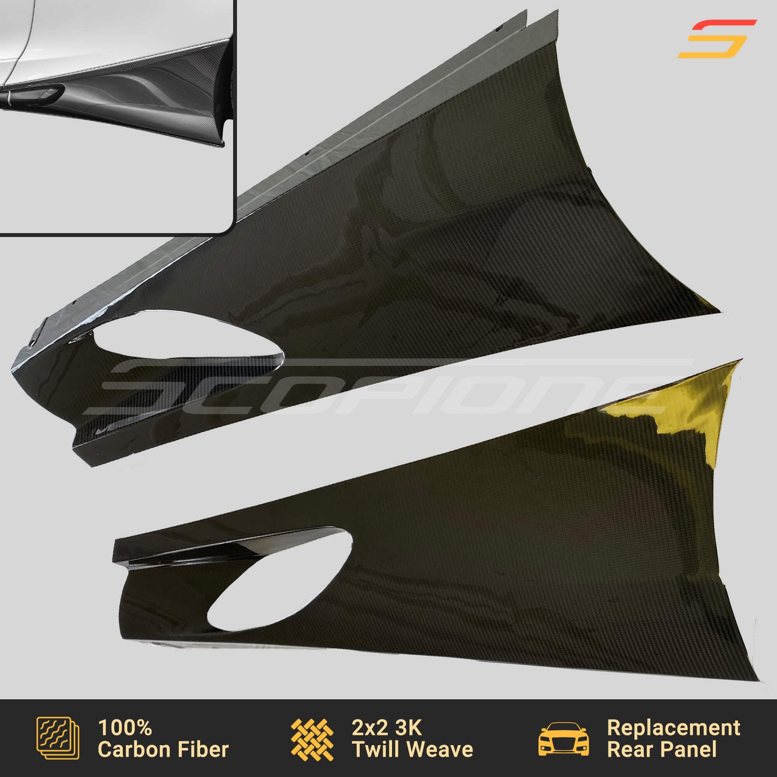 Scopione Carbon Fiber Lower Quarter Rocker Panel Side Skirts for McLaren 720S