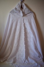 Women White Cotton Prayer Dress Hijab Abaya Khimar with Lace Work ,Free Size