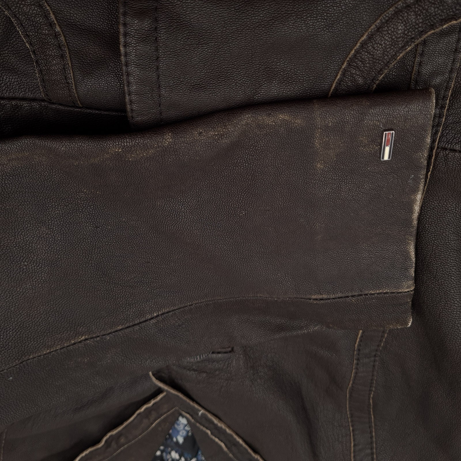 Tommy Hilfiger Leather Jacket Brown Button Up Classic Premium Women Jh9 Size S thumbnail 8