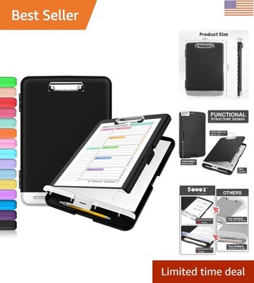 Multi-Functional Clipboard with Storage, Pen Holder & 200-Sheet Capacity - Black
