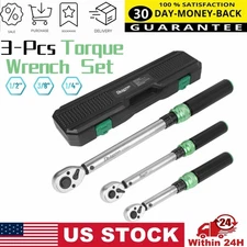 3PCS Torque Wrench Set 1/4 & 3/8 & 1/2-Inch ±3% Accuracy Click Torque Wrenches