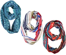 Teal, Striped, Multi Womens Fashion Bohemian Sheer Infinity scarves Circle