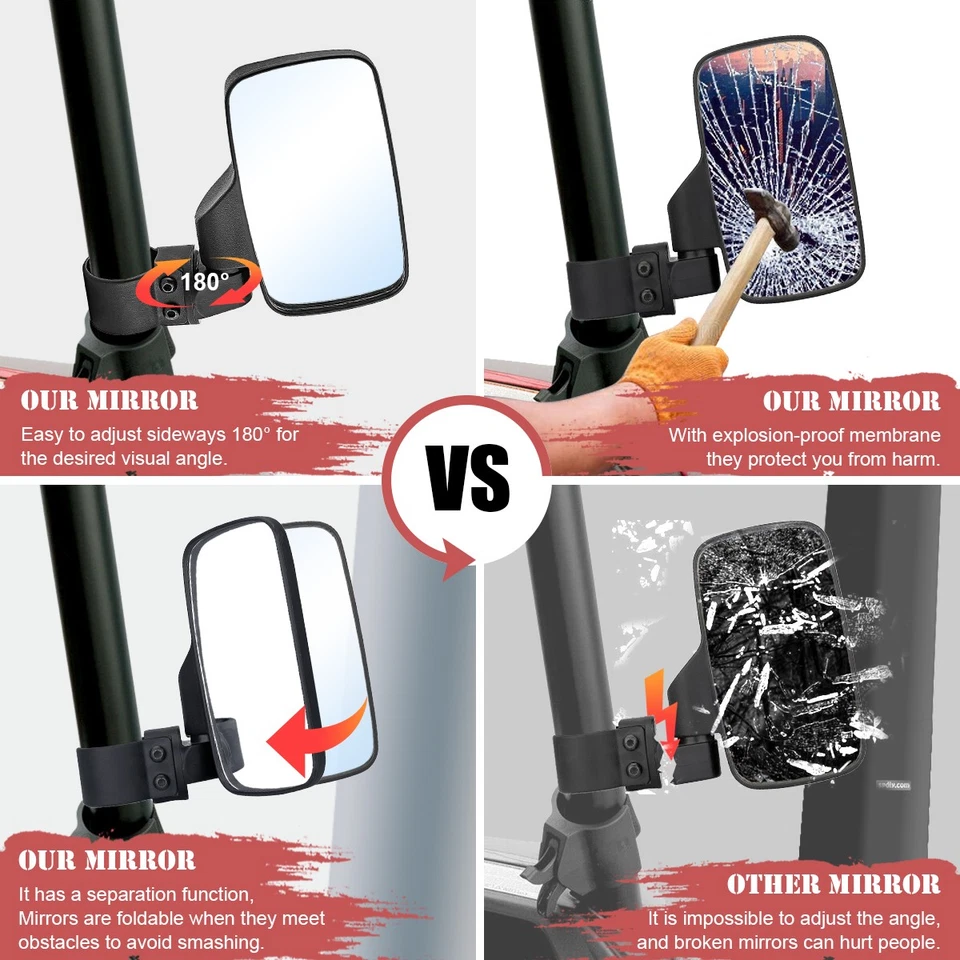 Se adapta a Kawasaki Mule 600 610 Mule SX Espejo retrovisor central lateral agarre con asas Foto 4 de 4