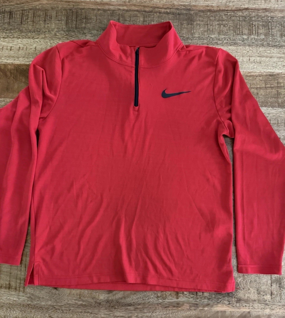 Nike Women's Red Dri Fit 1/4 Zip Long Sleeve Running Pullover Top Size S