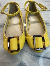 Janie And Jack Pretty In Plaid Yellow Tortoise Shell Maryjane Shoes Sz 7 Toddler