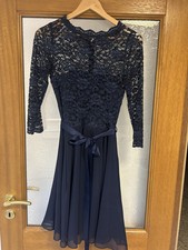 Cocktail Kleid Dunkelbl. Spitze Gr. 36 Party Ball festl. Anlass Knielang Top 