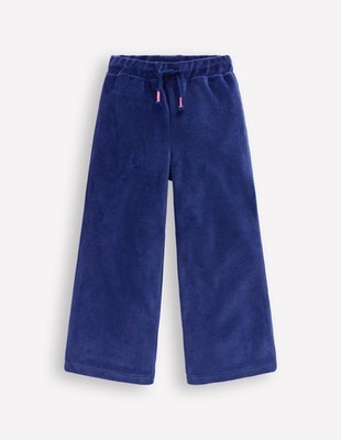 Mini Boden Kinder Herz Tasche Velour Jogginghose weites Bein Mädchen Hose blau Größe 6-7Y 