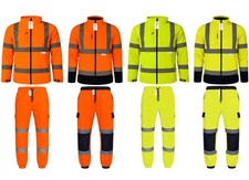 GM Hi Vis Softshell Jacket Cargo Joggers Set Mens Reflective Workwear UK Mens