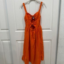 Noel for Target Orange Linen Blend Bow Front Cutout Midi Dress Small