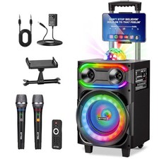 Karaoke Machine with 2 Wireless Microphones, Portable Big BT Party Speaker