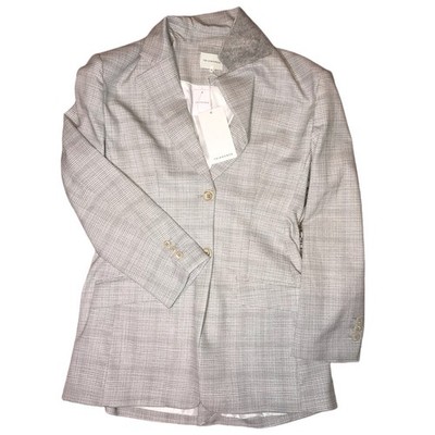 7DIAMONDS Women s Gray Plaid Blazer Lined One-Button Notch Lapel Size M
