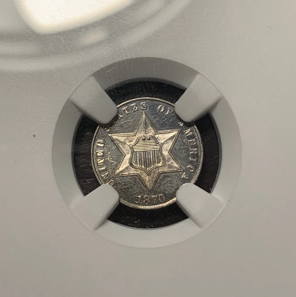 1870 3cs Proof 3 Cent Silver NGC PF63 Scarce Early Proof 1,000 Mintage - Image 3 of 4