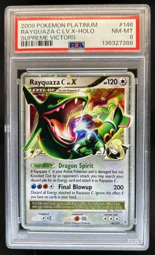 2009 Pokemon Platinum Supreme Victors Rayquaza C LV.X Holo #146/147 PSA 8