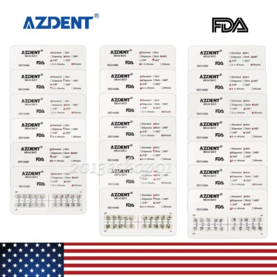 AZDENT Dental Ortho Metal Brackets Mini/Standard Roth/MBT 018/022 Hooks 3/3 4 5