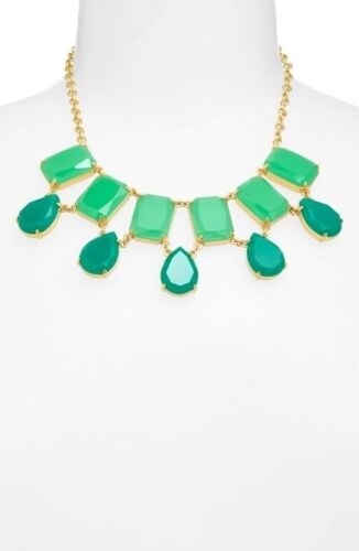Kate Spade New York Women's Green/Gold Plated Tear Drop Bib Necklace 143796 - Picture 2 of 2