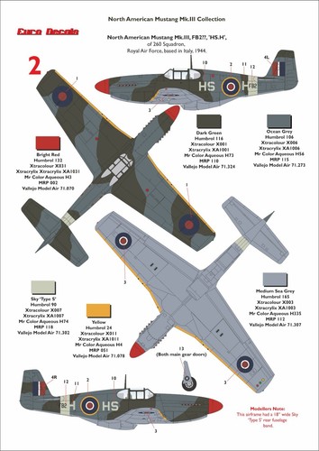 EURODECALS ED-32142A+B NORTH AMERICAN MUSTANG Mk.III MODELO CALCOMANÍAS TRANSFERENCIAS 1/32 - Imagen 5 de 13