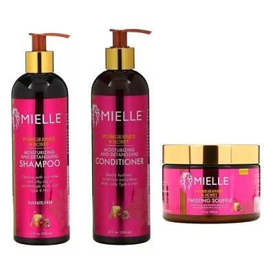MIELLE ORGANICS Mielle Shampoo, Conditioner und Twisting Souffle Granatapfel Honig