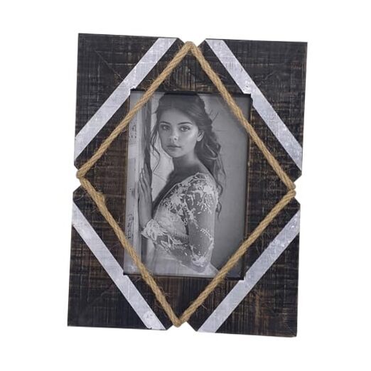 4x6 Picture Frames: Rustic Vintage Style, Made with Real Glass and Solid Wood-image
