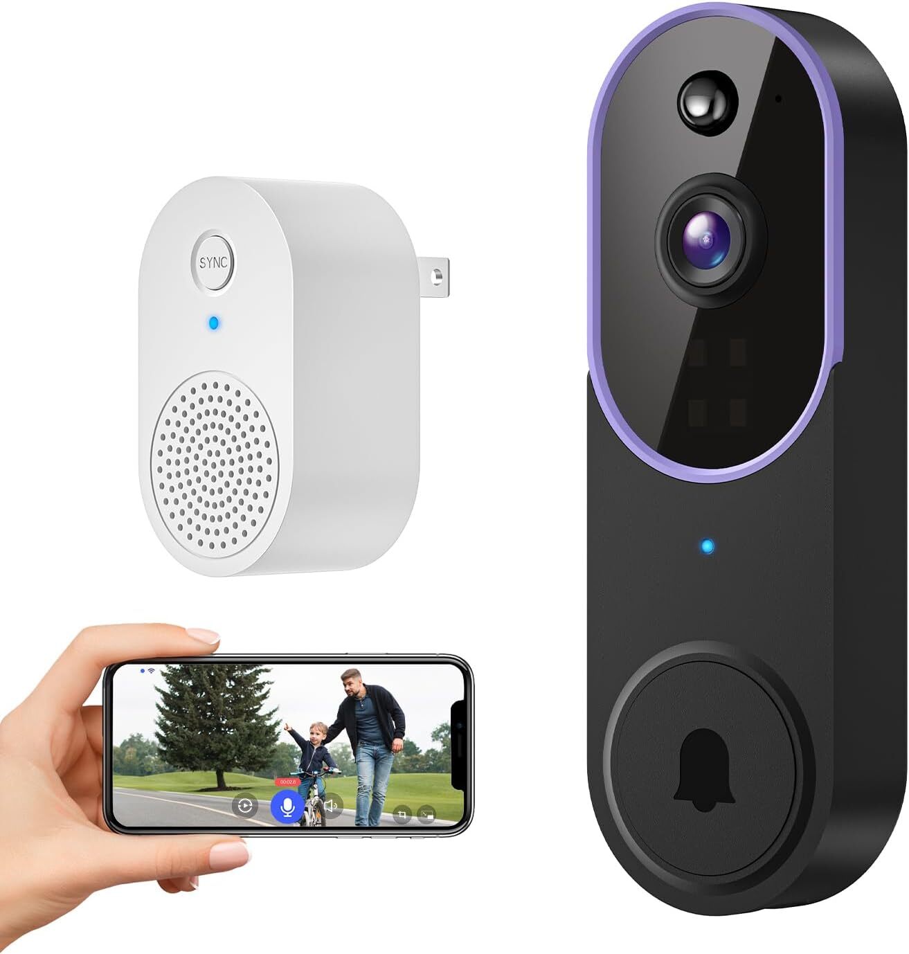 1080P Smart Video Doorbell Camera Wireless with Free Chime, Human Motion...