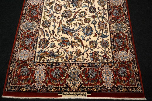 Orient Teppich Isfahan 173 x 111 cm Esfahan Beige Vogelmotive Perserteppich Rug - Bild 5 von 12