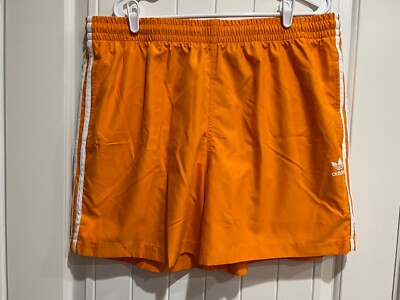 Adidas Classic Stripes Swim Shorts Men's Bright Orange