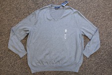 BIG  TALL Polo Ralph Lauren Mens Pima Cotton V-Neck Sweater - Size 3XB - Gray
