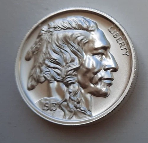 HIGH RELIEF BUFFALO 1 OZ .999 FINE SILVER - 30MM - INTAGLIO