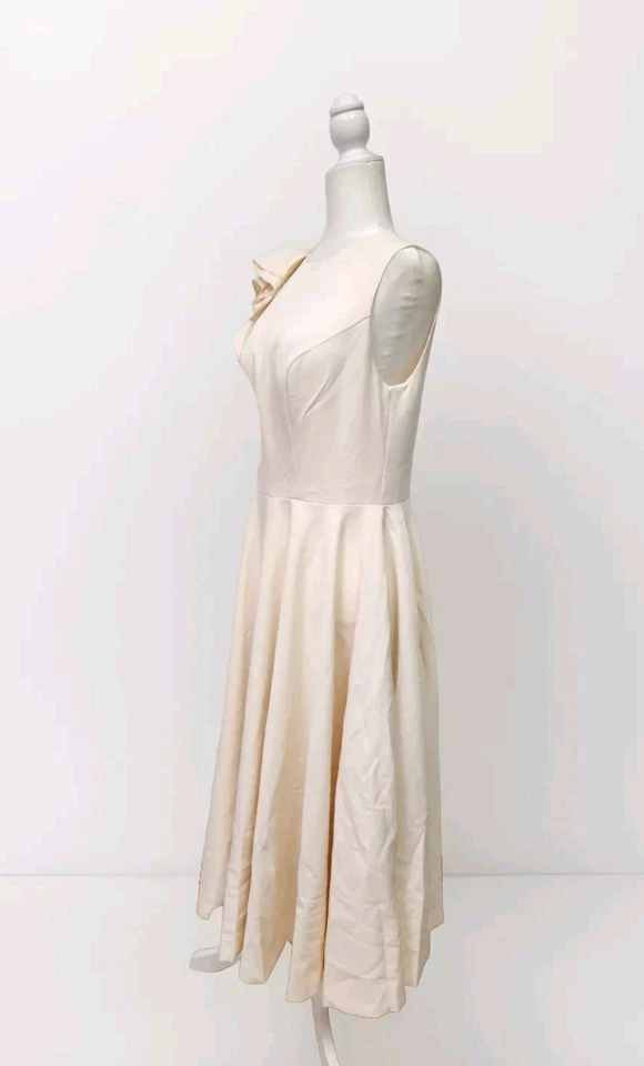 Vestido de noiva LT Lanting noiva marfim comprimento chá babado ombro tamanho 10 novo com etiquetas  - Imagem 3 de 4