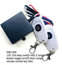 12V DC 15A 315mhz wireless on off relay switch with 2 remote control keyfobs RM2