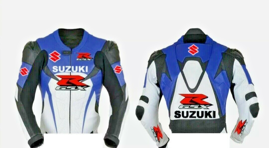 Suzuki GSXR Motorcycle Leather Riding Jacket Motorbike Racing