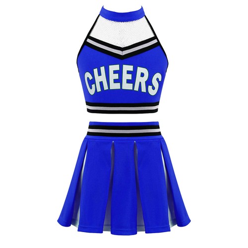 iiniim Mädchen Cheer Leader Kostüm Crop Top mit Rock Cosplay Halloween Fasching - Picture 28 of 64