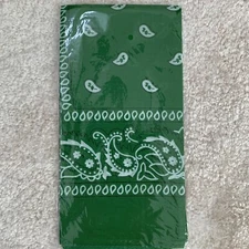Green Paisley Print Bandana Face Mask Head Wrap Headband Neck Cover
